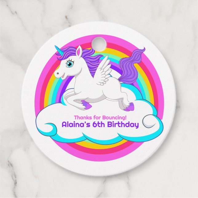 Étiquettes Cadeau Unicorn Rainbow Clouds Stars Bounce House Cadeau (Devant)
