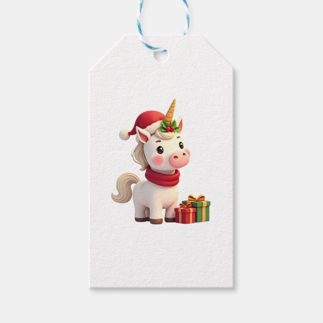 Étiquettes-cadeau Unicorn Xmas Decoration Santa Unicorn Christmas T- (Devant)