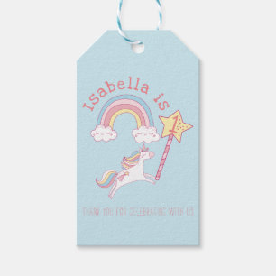 Étiquettes-cadeau Unicorne colorée personnalisable Baguette magique 