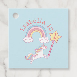 Étiquettes Cadeau Unicorne colorée personnalisable Baguette magique 
