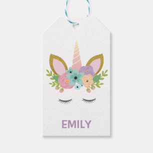 Étiquettes-cadeau Unicorne magique parties scintillant de nom person