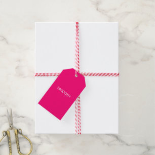 Étiquettes-cadeau "Unicorne" minimaliste rose chaud fuchsia blanc