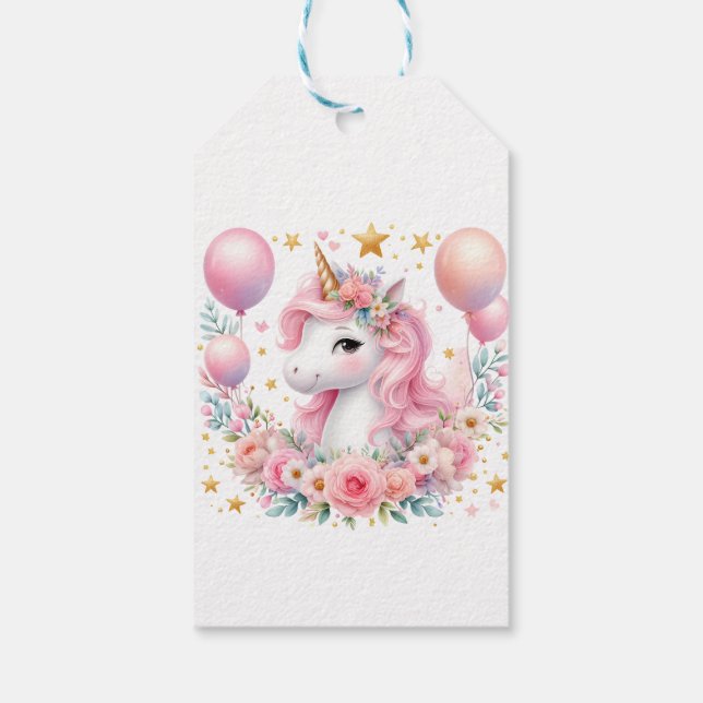 Étiquettes-cadeau Unicorne rose (Dos)