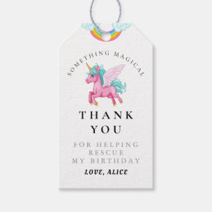Étiquettes-cadeau Unicorne rose magique Arc-en-ciel Merci d'annivers