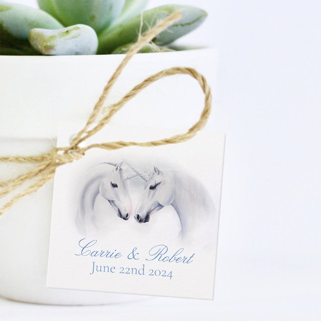 Étiquettes Cadeau Unicornes blanches Aimer Couple (Créateur téléchargé)