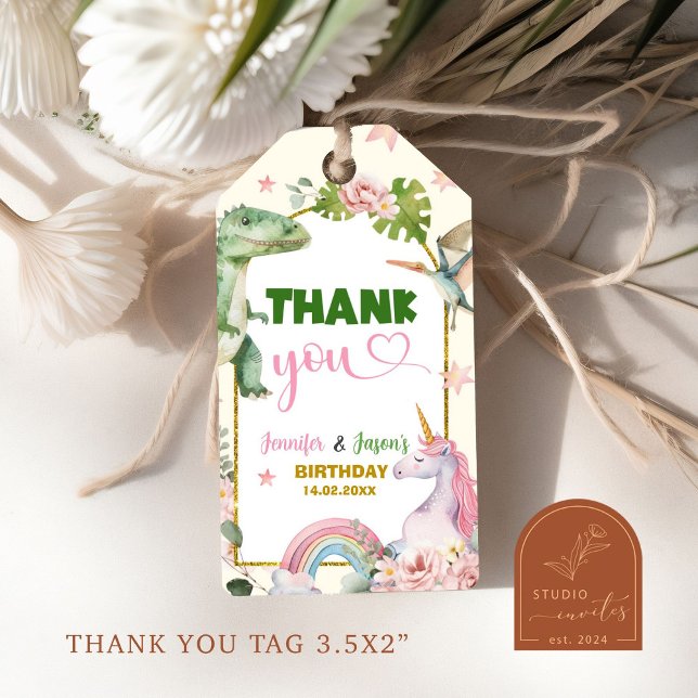 Étiquettes-cadeau Unicornes et Dinosaures Balises de cadeau conjoint (Créateur téléchargé)