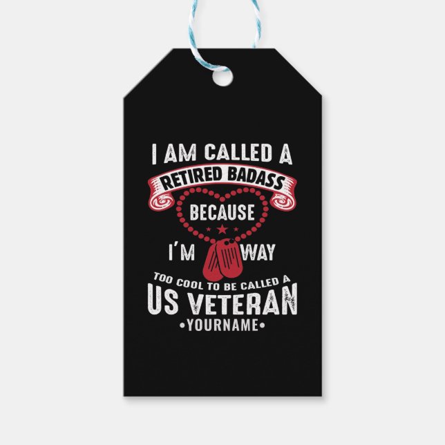 Étiquettes-cadeau US Veteran Humor Retired Soldier (Devant)