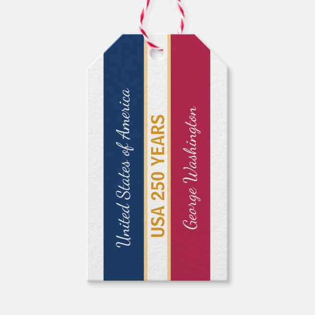 Étiquettes-cadeau USA 250 Years Semiquincentennial Patriotic Stripes (Devant)