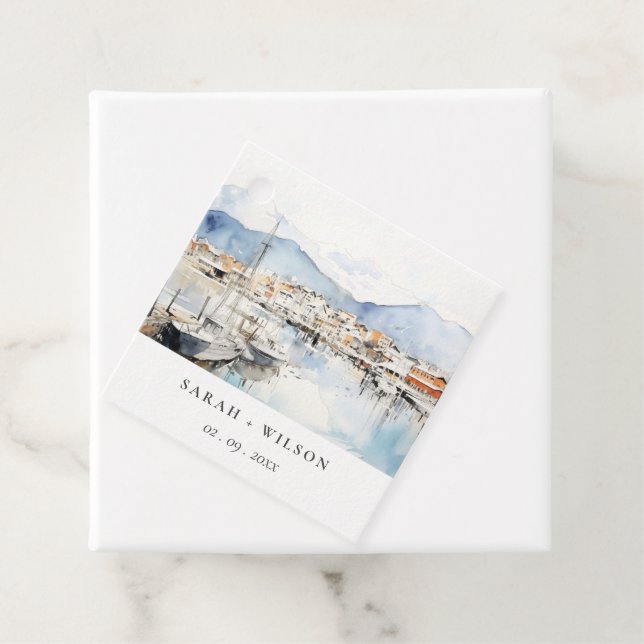 Étiquettes Cadeau Ushuaia, Argentina Watercolor Landscape Wedding (En situation)