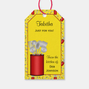Étiquettes-cadeau Ustensiles de cuisine, MODÈLE TAG/CADEAU JAUNE