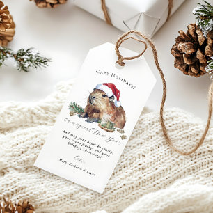Étiquettes-cadeau Vacances Capy Jolie aquarelle Capybara de Noël