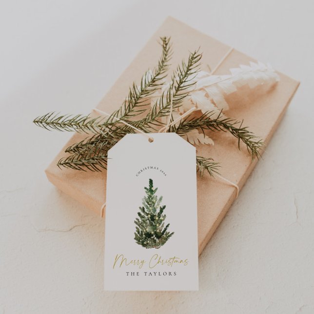 Étiquettes-cadeau Vacances d'arbre de Noël simple et moderne (Créateur téléchargé)