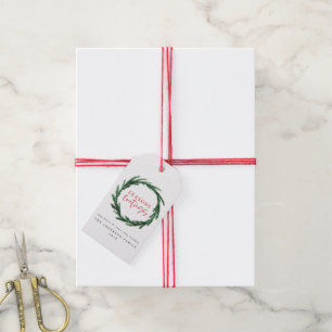 Étiquettes-cadeau Vacances de guirlande d'aquarelle et de Noël de