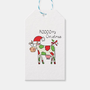 Étiquettes-cadeau Vacances de Noël amusantes pour la vache