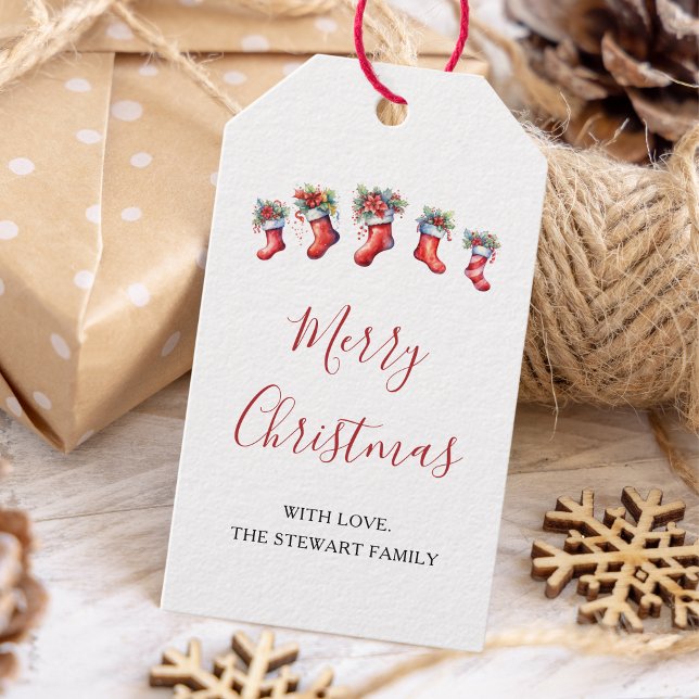 Étiquettes-cadeau Vacances de Noël en aquarelle (Créateur téléchargé)