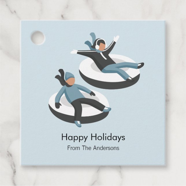 Étiquettes Cadeau Vacances de Noël en famille d'hiver (Devant)