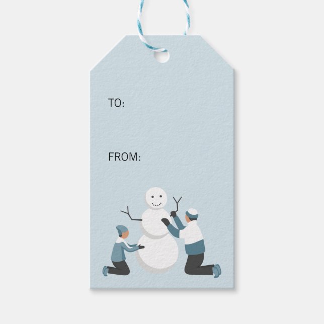 Étiquettes-cadeau Vacances de Noël en famille d'hiver (Devant)