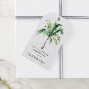 Étiquettes-cadeau Vacances de Noël Palmier Tropical Côté Mer