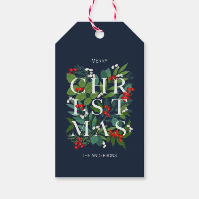 Étiquettes-cadeau Vacances De Noël Saintes Et Vertes (Devant)