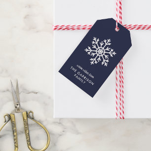 Étiquettes-cadeau Vacances de snowflacon d'hiver de la Marine