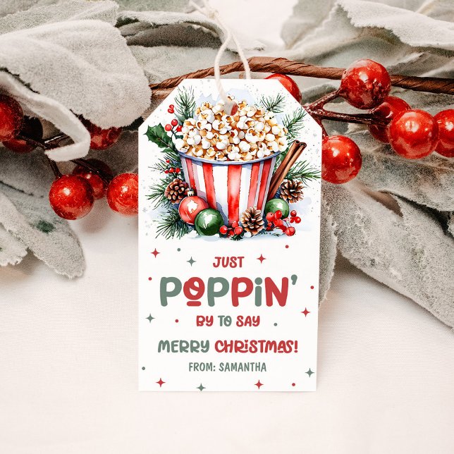 Étiquettes-cadeau Vacances du Popcorn Appréciation Joyeux Noël (Créateur téléchargé)