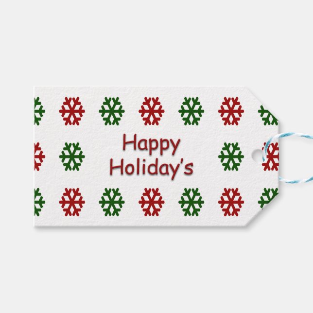 Étiquettes-cadeau Vacances heureuses avec un motif de flocon de (Devant (Horizontal))