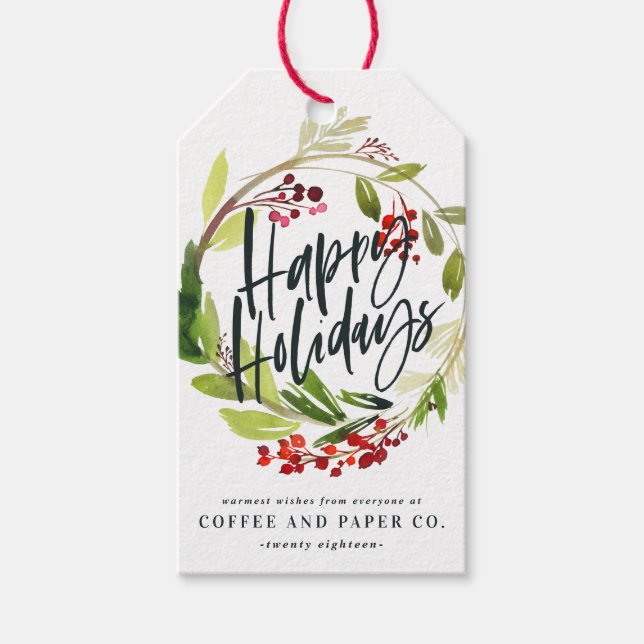 Étiquettes-cadeau Vacances les plus agréables aquarelle fleurie entr (Devant)