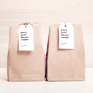 Étiquettes-cadeau Vacances Modernes Citer Paix Et Joie