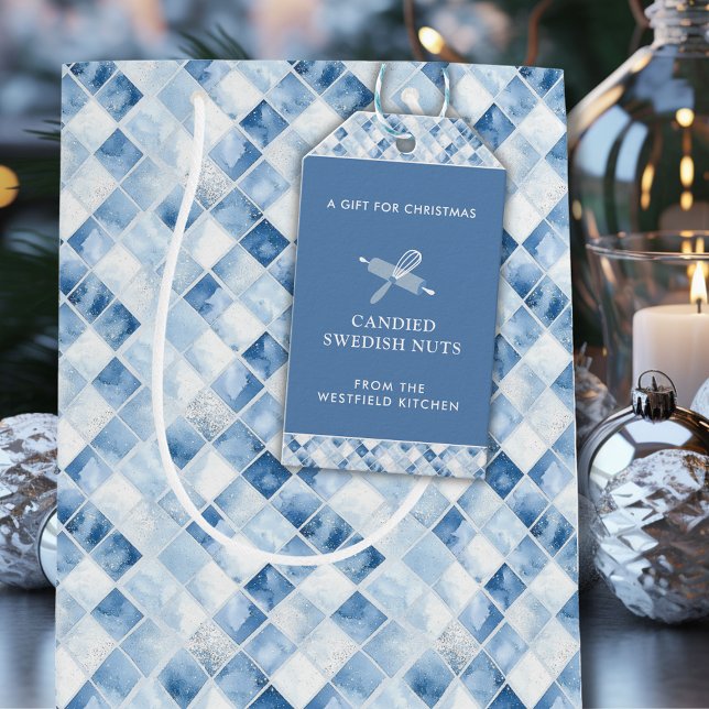 Étiquettes-cadeau Vacances Motif Dusty Blue Check (Dusty Blue Check Pattern Christmas Holiday Gift Tag)
