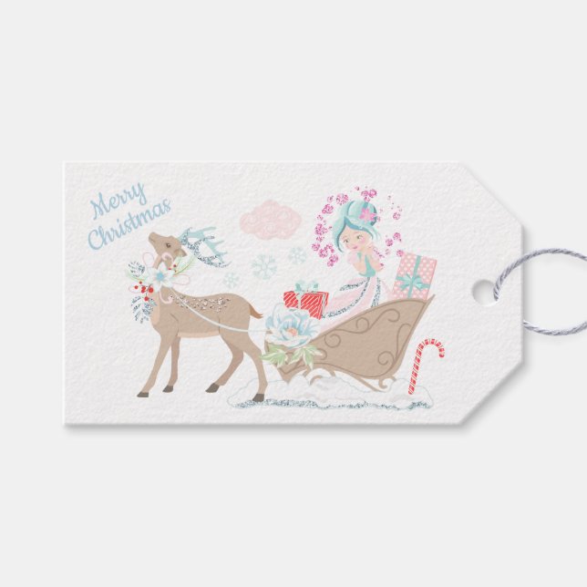 Étiquettes-cadeau Vacances Parties scintillant hiver Wonderland Sled (Devant (Horizontal))