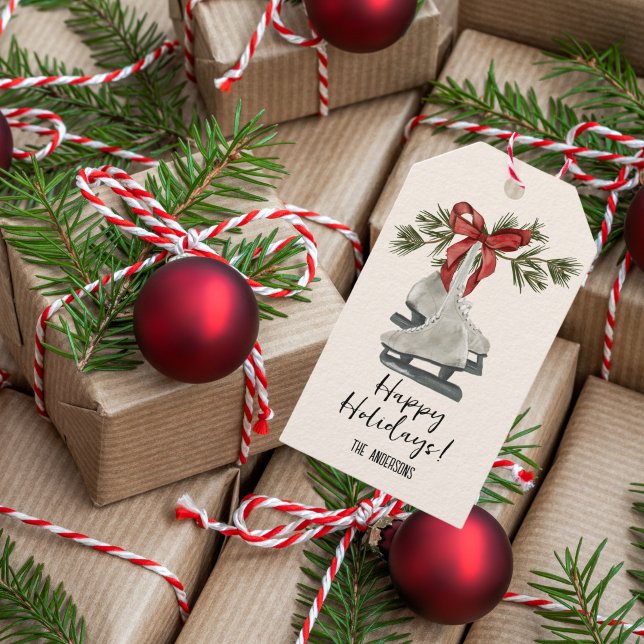 Étiquettes-cadeau Vacances Patinage vintage (Créateur téléchargé)