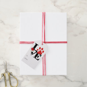Étiquettes-cadeau Vacances Santapaws - empreinte de patte dans