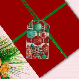 Étiquettes-cadeau Vacances traditionnelles Red Green Plat