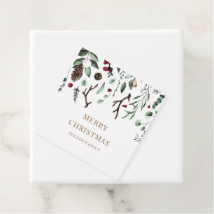 Étiquettes Cadeau Vacances verdure Joyeux Noël Rudolph Nose