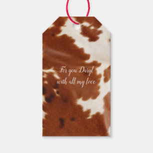 Étiquettes-cadeau Vache blanche Brown