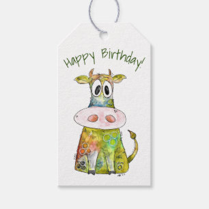 Étiquettes-cadeau Vache blanche couleur blanc mignon