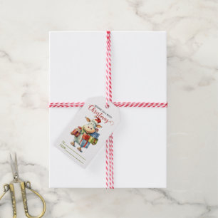 Étiquettes-cadeau Vache de Noël jeu de mots