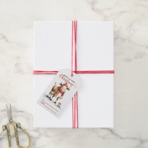 Étiquettes-cadeau Vache de Noël Pun 