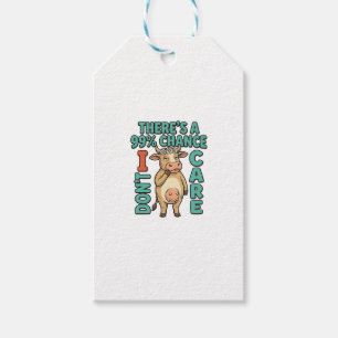 Étiquettes-cadeau Vache drôle 99% de chance que je m'en fiche Graphi