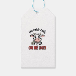 Étiquettes-cadeau Vache drôle avec une oreille dans l'autre du tee-s