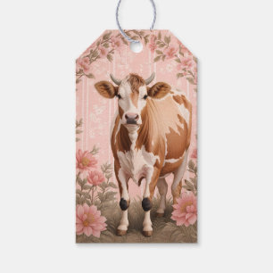 Étiquettes-cadeau Vache Jersey Adorable Fleur Rose