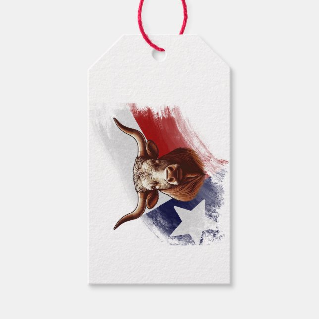 Étiquettes-cadeau Vache longhorne du Texas (Devant)
