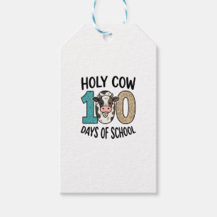 Étiquettes-cadeau Vache sacrée 100 jours d'école Vintage T-shirt de