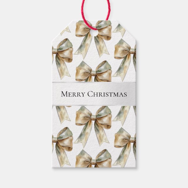 Étiquettes-cadeau Vaches en or blanc rustique de Noël (Devant)