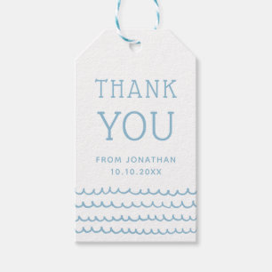 Étiquettes-cadeau Vagues de l'océan bleu   Merci pour l'anniversaire