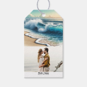 Étiquettes-cadeau Vagues d'océan déferlantes Mariage de plage côtièr