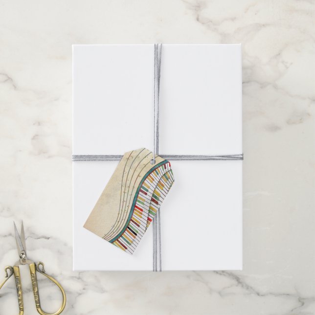 Étiquettes-cadeau Vagues mélodiques (Avec de la ficelle)