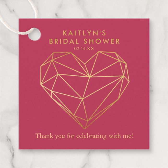 Étiquettes Cadeau Valentine Geometric Heart Enterrement de vie de je (Devant)