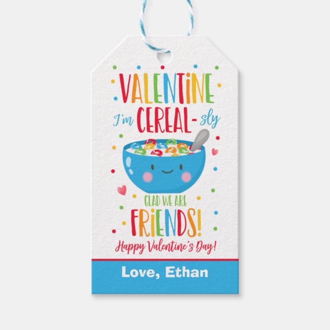 Étiquettes-cadeau Valentine Je suis Cereal Classroom School Preschoo (Devant)
