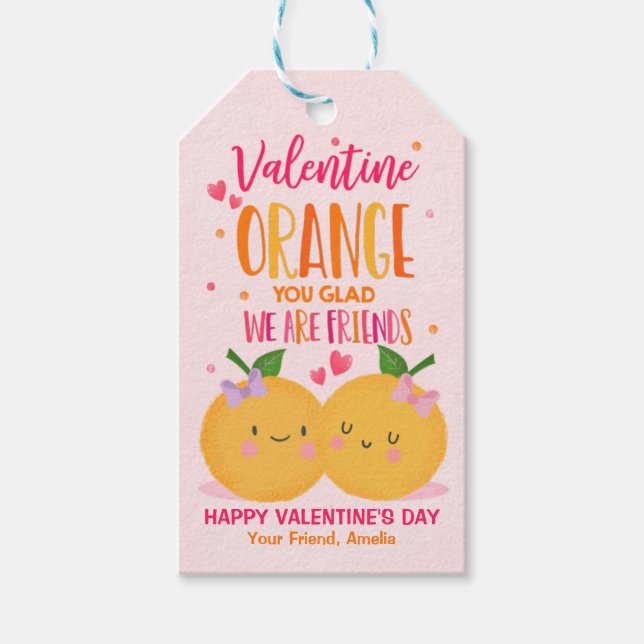 Étiquettes-cadeau Valentine Orange You Glor We Are Friends Classroom (Devant)